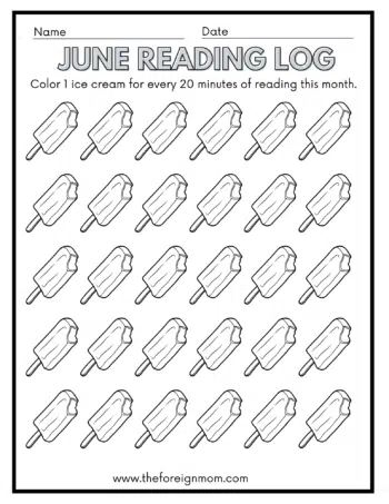 June Reading Log.