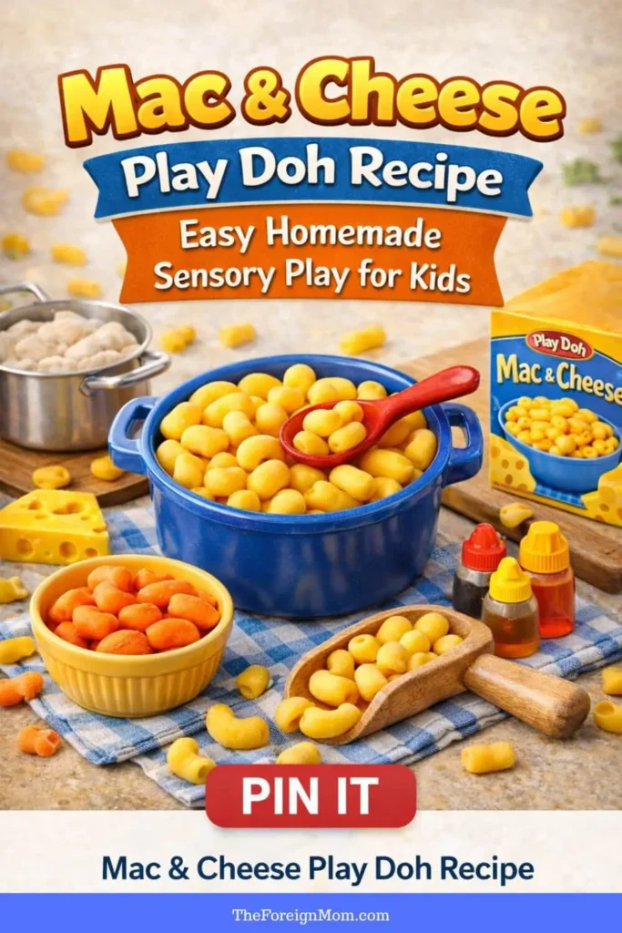 Mac & Cheese Play Doh Recipe – Easy Sensory Play for Kids.