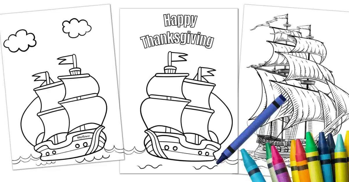 Mayflower Coloring Pages For Thanksgiving.
