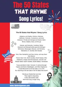 Sing Across America: 50 States that Rhyme Song Lyrics.