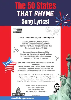 The 50 states that rhyme song lyrics, Pinterest.