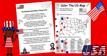 The 50 states that rhyme song lyrics.