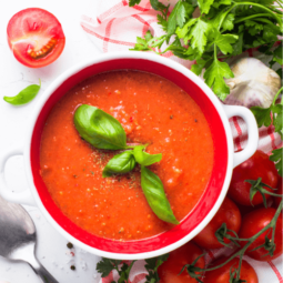 Roasted Tomato Soup with fresh basil.