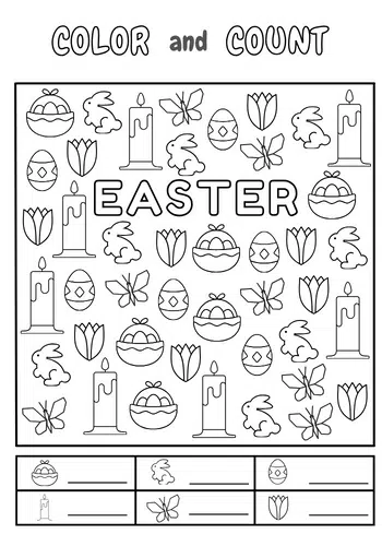 Easter color and count printable.