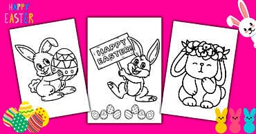 3 Cute Easter Coloring Pages Printable FREE For Kids.