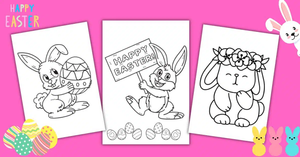 3 Cute Easter Coloring Pages Printable FREE For Kids.