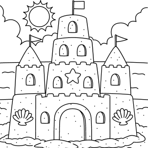 Sand Castle Sumer Coloring Page.