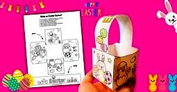 DIY Printable Easter basket craft for kids.
