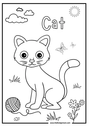 Free Printable Cat Coloring Page.