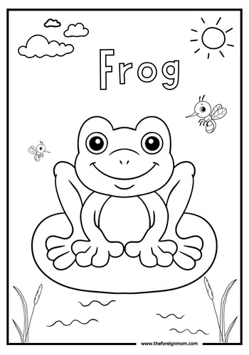 Free Printable Frog Coloring Page.