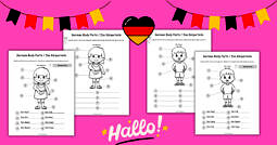 German Body Parts Worksheets For Kids.