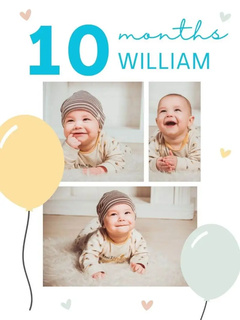Collage of 10-month-old milestone.