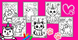 Free printable caticorn coloring pages for kids.