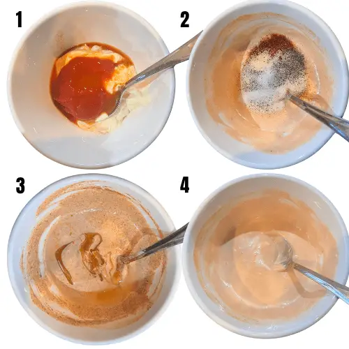 4 bowls including a step-by-step instruction for each step.