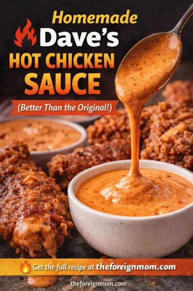 Homemade Dave’s Hot Chicken Sauce with crispy chicken and creamy spicy sauce.