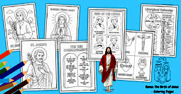 Catholic Coloring Pages for Kids. Bonus: The birth of Jesus Christ - Coloring Pages.