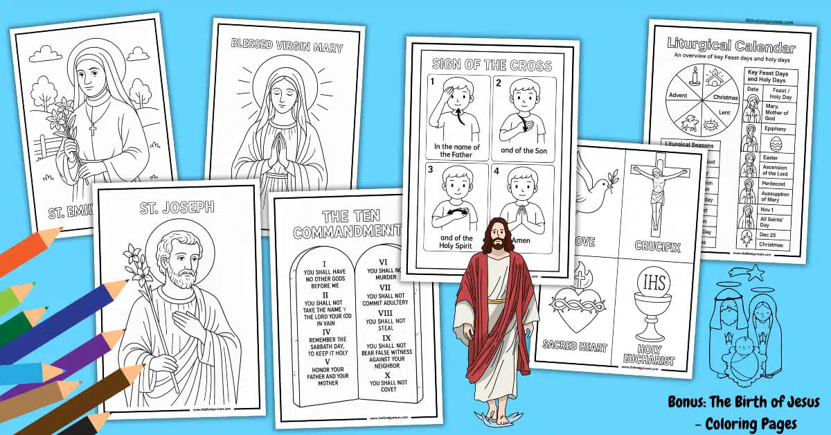 Catholic Coloring Pages for Kids. Bonus: The birth of Jesus Christ - Coloring Pages.
