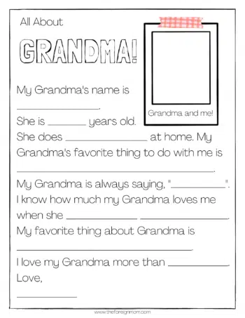 All About Grandma worksheet.