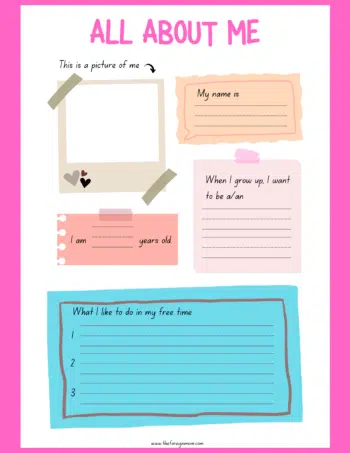 All about me printable.