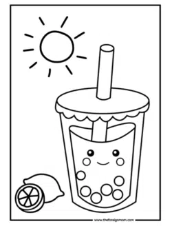 Cup with lemonade sounded by lemon and the sun.