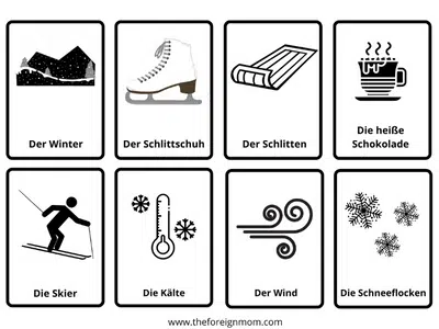 Winter flashcards in German