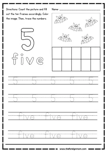 Number 5 Tracing Worksheet