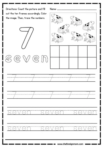 Number 7 Tracing Worksheet