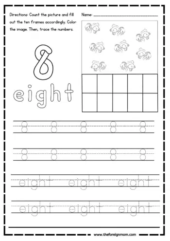 Number 8 Tracing Worksheet.
