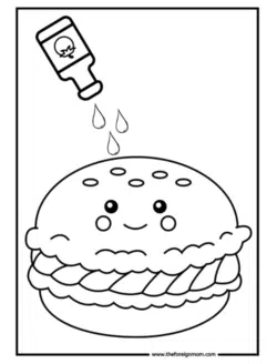 Burger with smiley face. Ketchup being dripped onto the burger.