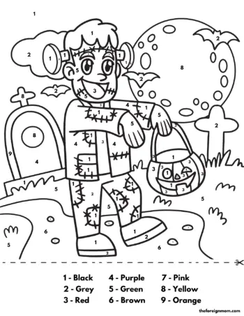 Frankenstein Color By Number Printable