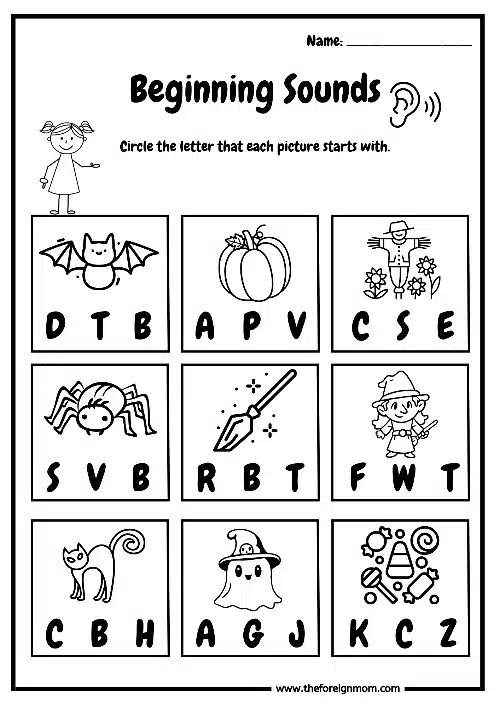 Beginner Sounds Worksheets For Kindergartners - The Bat.