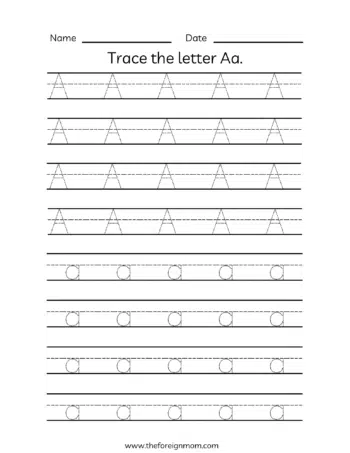 Trace the letter A worksheet.