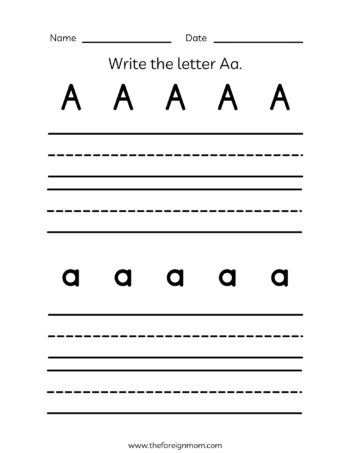 Write the letter A worksheet.