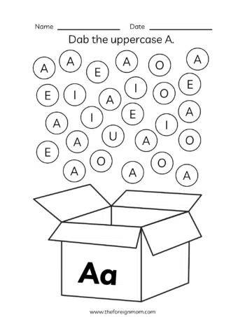 Dap the uppercase letter A worksheet.