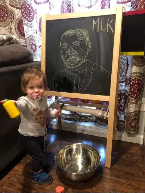 Martin Luther King Jr Activities' for Kids A Toddler drawing Martin Luther King.