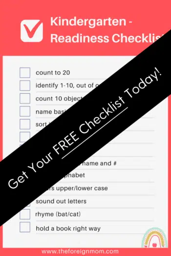 Kindergarten Readiness Checklist - Pinterest Pin