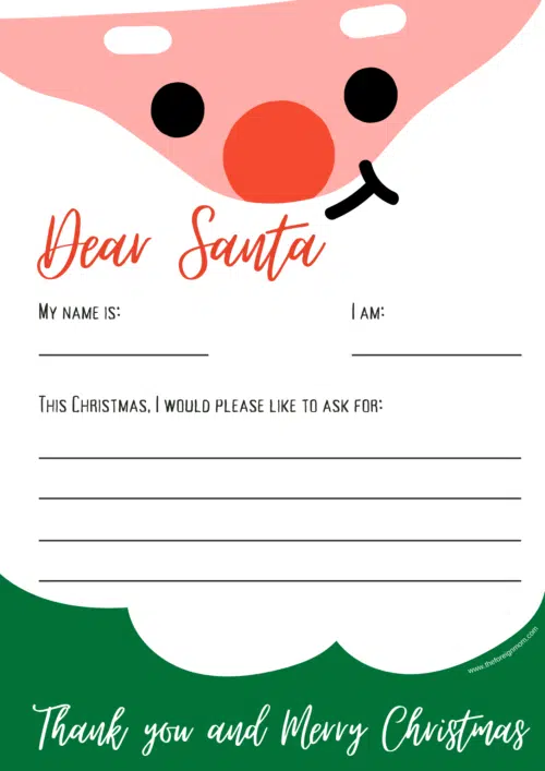 Adorable Santa Face Template.