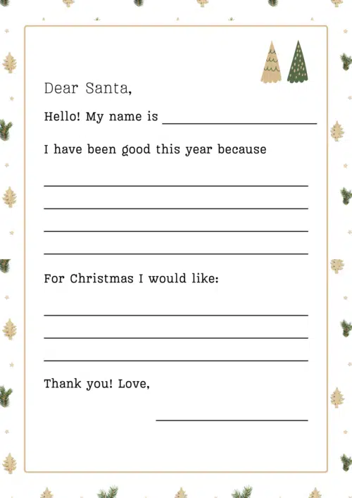 Minimalistic Design Letter To Santa Template.