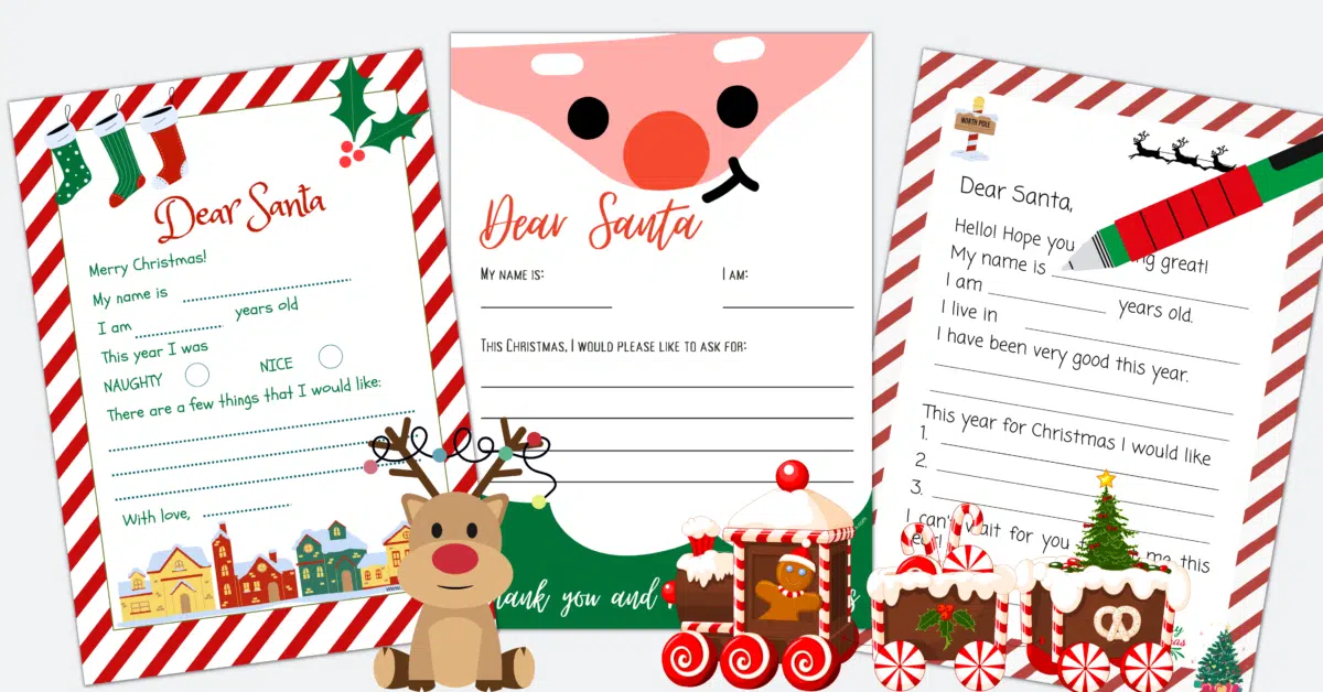 Three different Santa letters templates for kids.