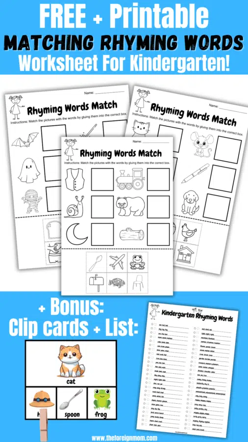 Matching Rhyming Words - Pinterest Pin