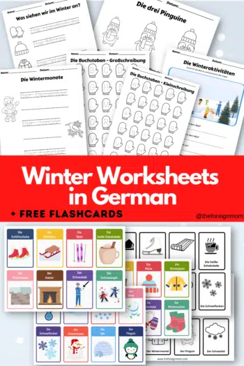 German Winter Worksheets and Flashcards Pin