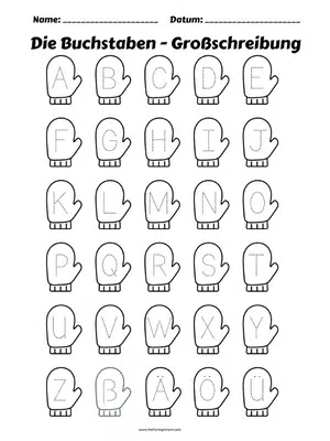 Winter Worksheets in German - The letters