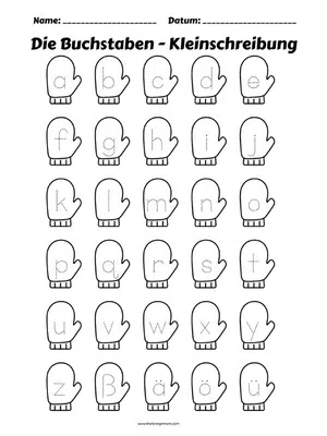 Winter Worksheets in German - The lower case letters