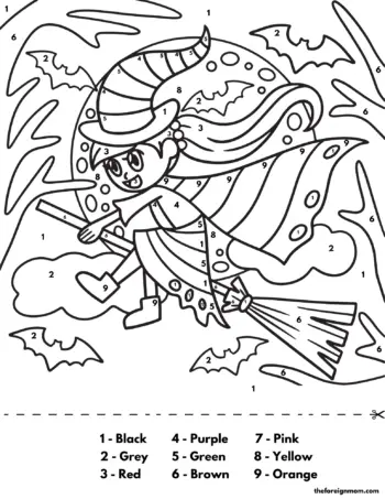 Witch Halloween Color By Number