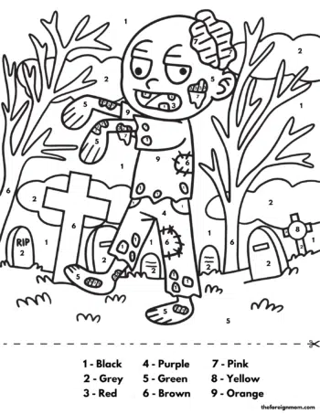 Zombie Halloween Color By Number Printable