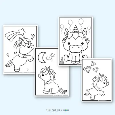 4 Unicorn Coloring Pages